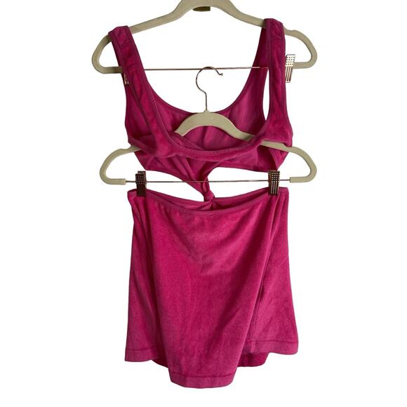 Solid & Striped Mini Bailey Terrycloth Dress Knot Detail Pink Strawberry Medium - Picture 6 of 10